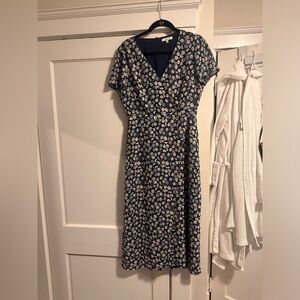 Madewell Faux-Wrap Crepe Floral Midi Dress